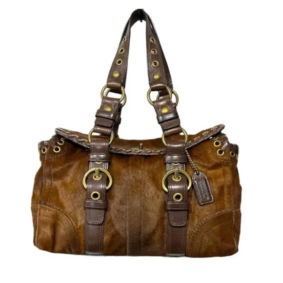 Coach Rare Limited Chelsea Abbey Calf Hair Satchel Brown Leather Laced Bag - Picture 13 of 14